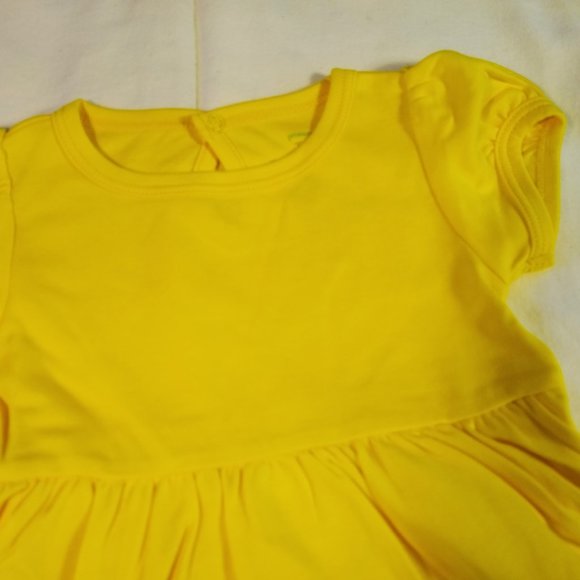 PRIMARY Baby Puff-Sleeve Dress, attached onesie, Sunshine Yellow, size18-24mos. - Picture 7 of 10